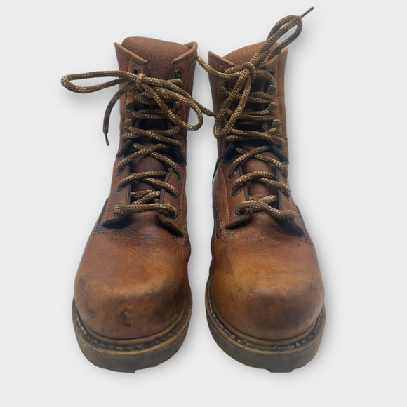 Georgia Wedge Work Boots Mens Size 9 W Barracuda Gold Leather G8152 Good Cond! - Picture 4 of 10